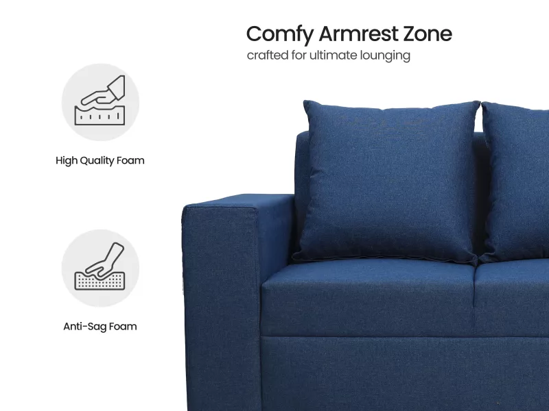 Hugo Upholstered 3 Seater Sofa in Blue Color